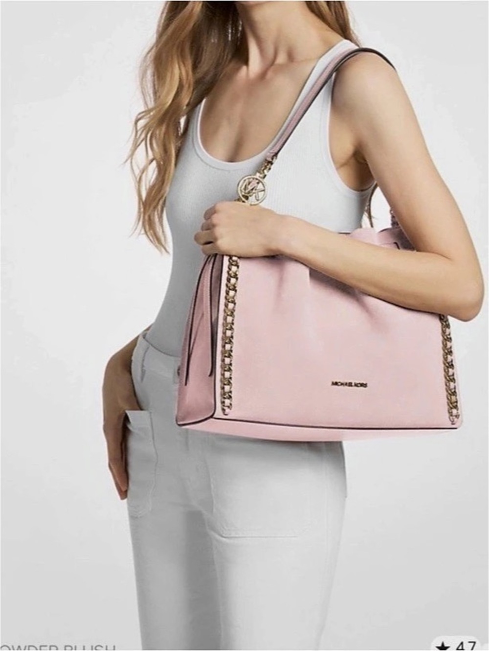 Michael Kors Mina Large Shoulder Bag Pink Suede NWT